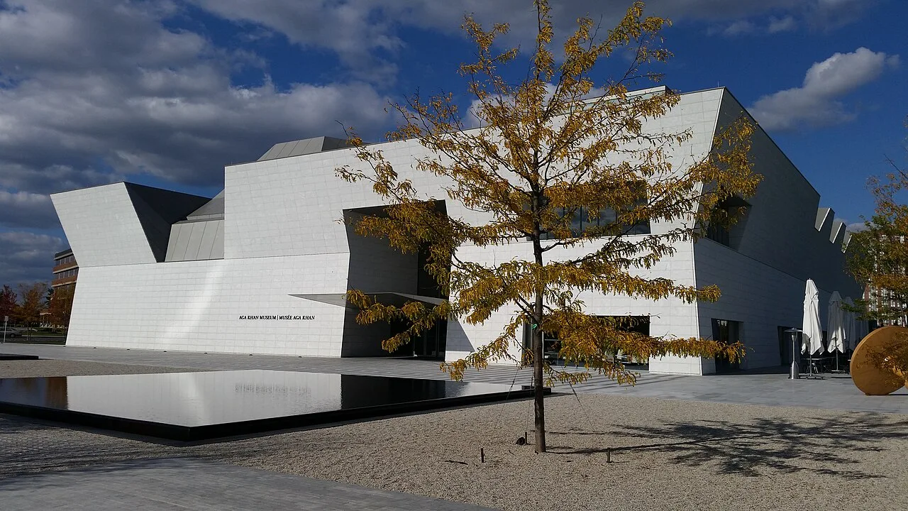 Aga Khan Museum exterior beside the reflecting pools.