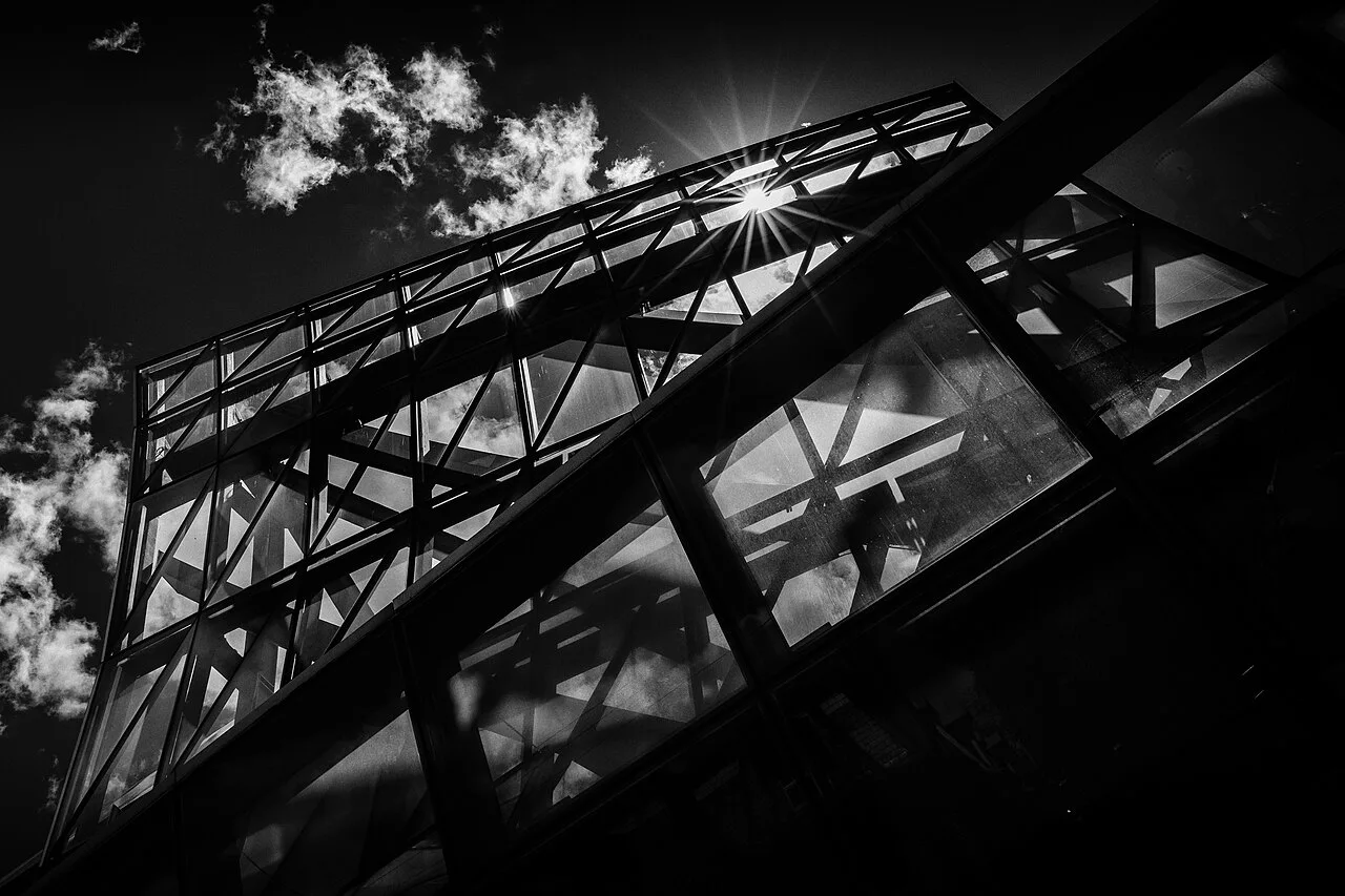 Curved timber and glass roof structure at the Art Gallery of Ontario.