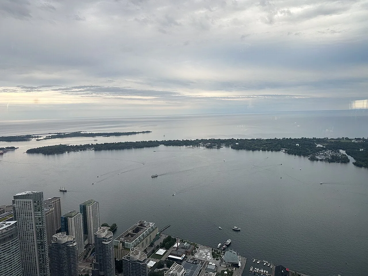 Toronto Harbour and islands seen from the CN Tower.
