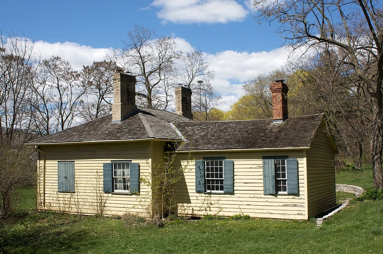 Regency cottage and lawn at Todmorden Mills.