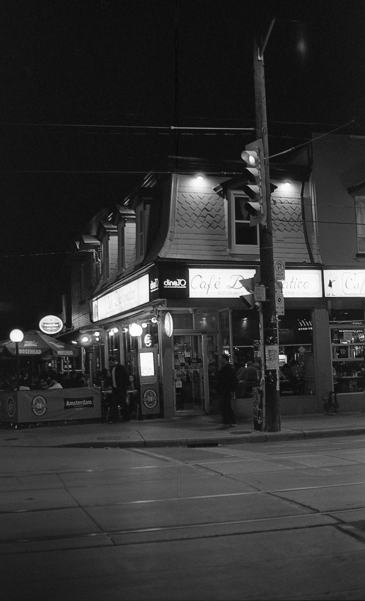 Black and white archival photograph of Café Diplomatico on College Street