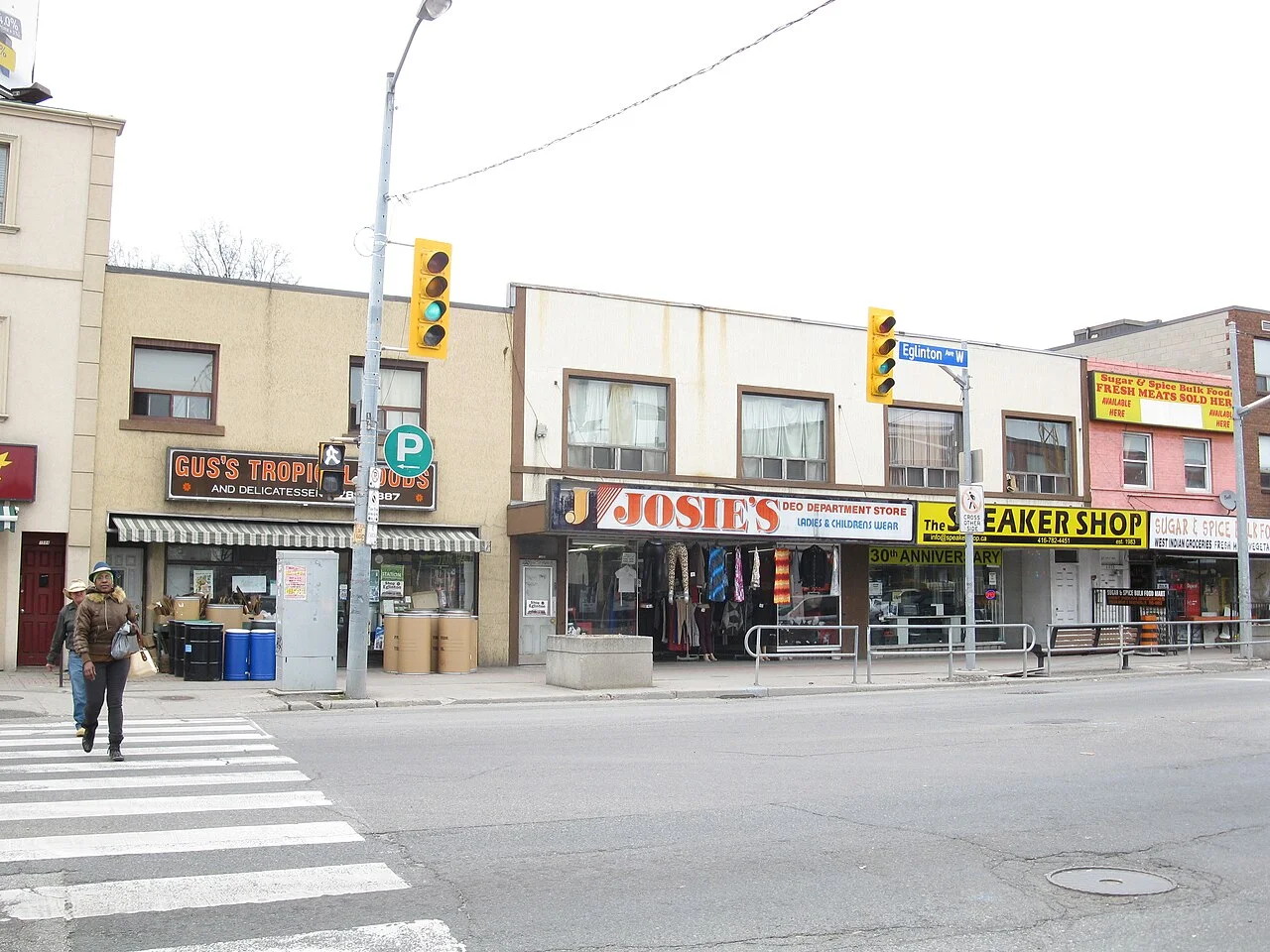 Storefronts at Oakwood Avenue and Eglinton Avenue West in 2013