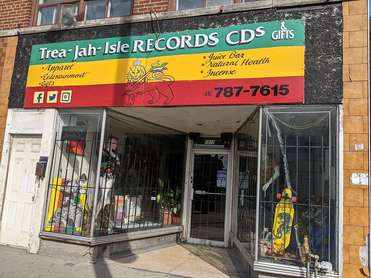 Trea-Jah-Isle Records storefront on Eglinton Avenue West
