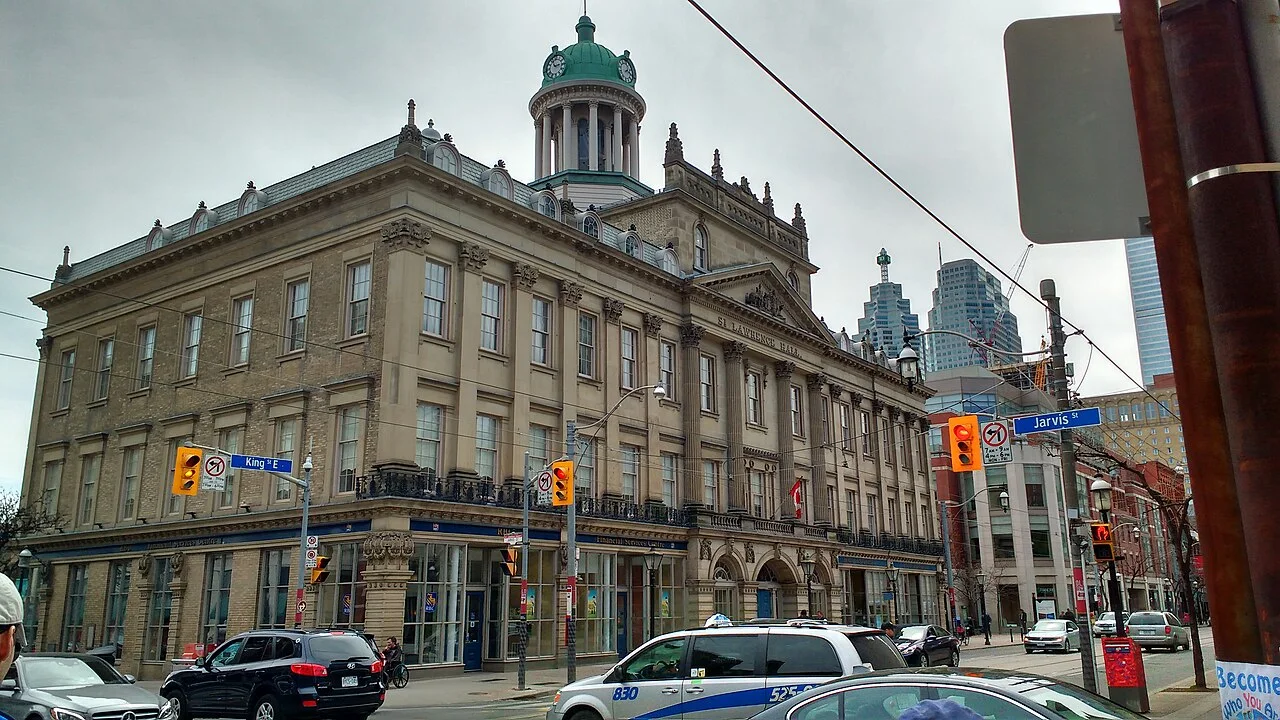 St. Lawrence Hall at King and Jarvis streets with its clock tower