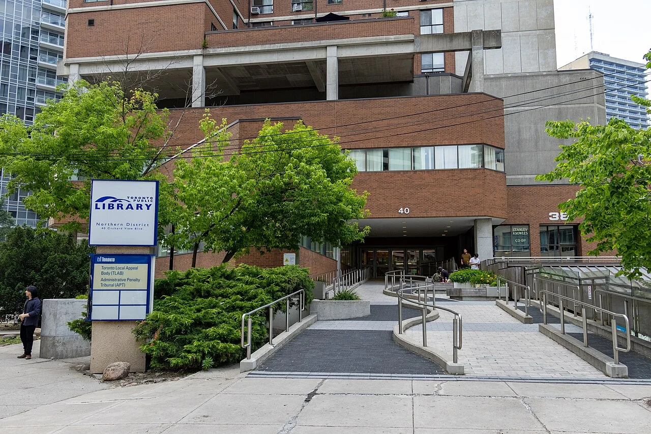 Northern District library entrance and ramp at 40 Orchard View Boulevard