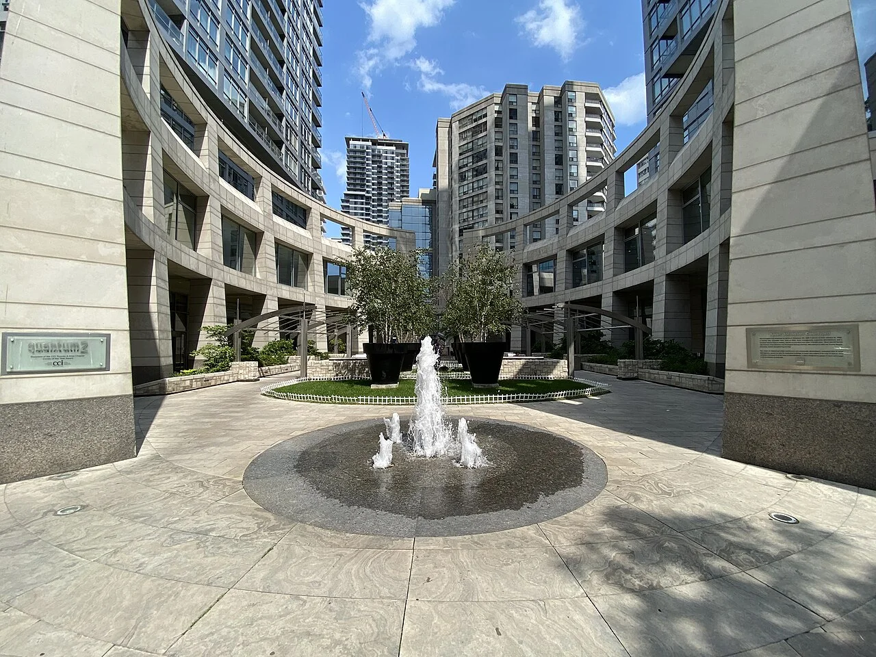 Minto Midtown courtyard and fountain between residential towers