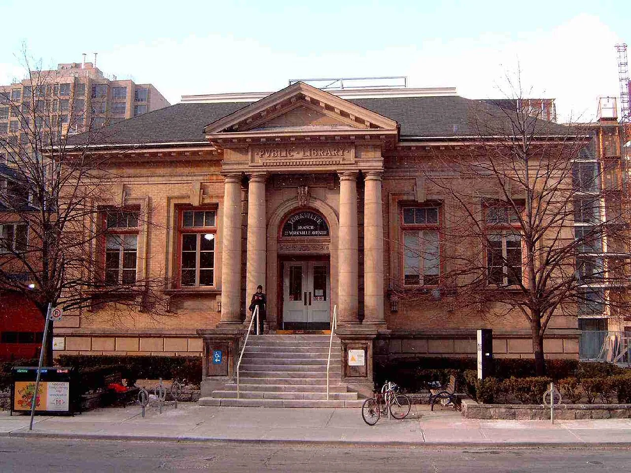 Yorkville Public Library historic exterior with columns and entrance steps