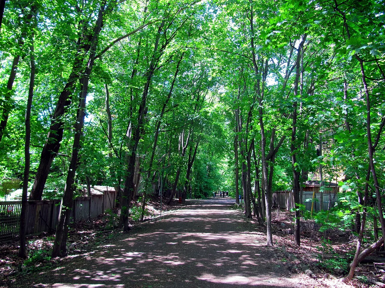 A tree-lined path along the former Belt Line railway corridor.
