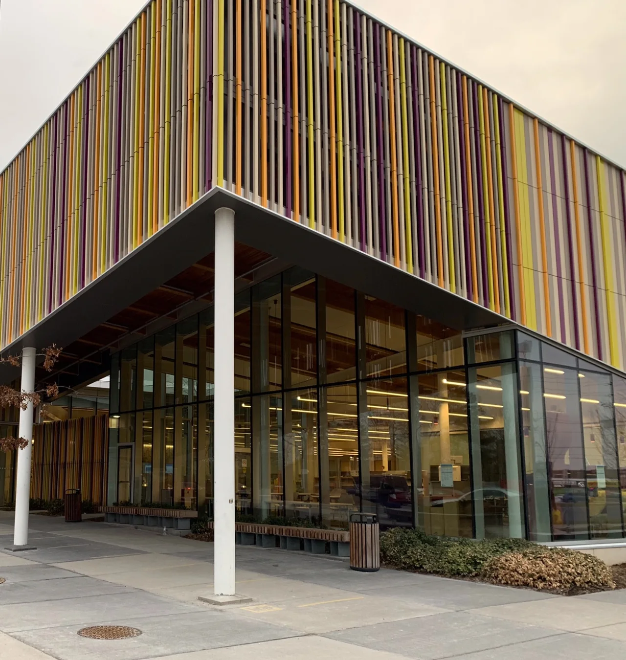 Colourful exterior panels of Albion library branch.