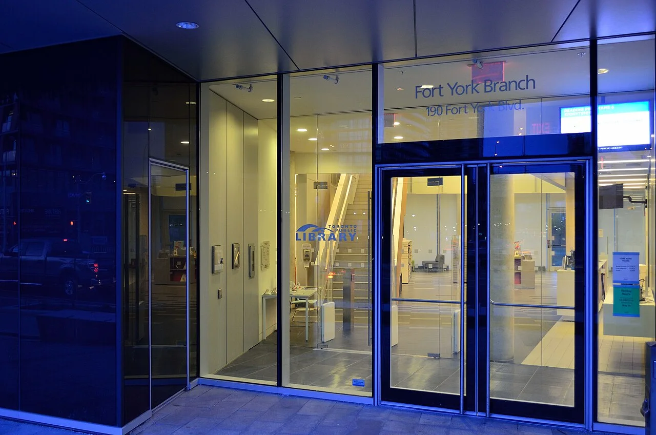 Fort York library branch entrance on Fort York Boulevard.