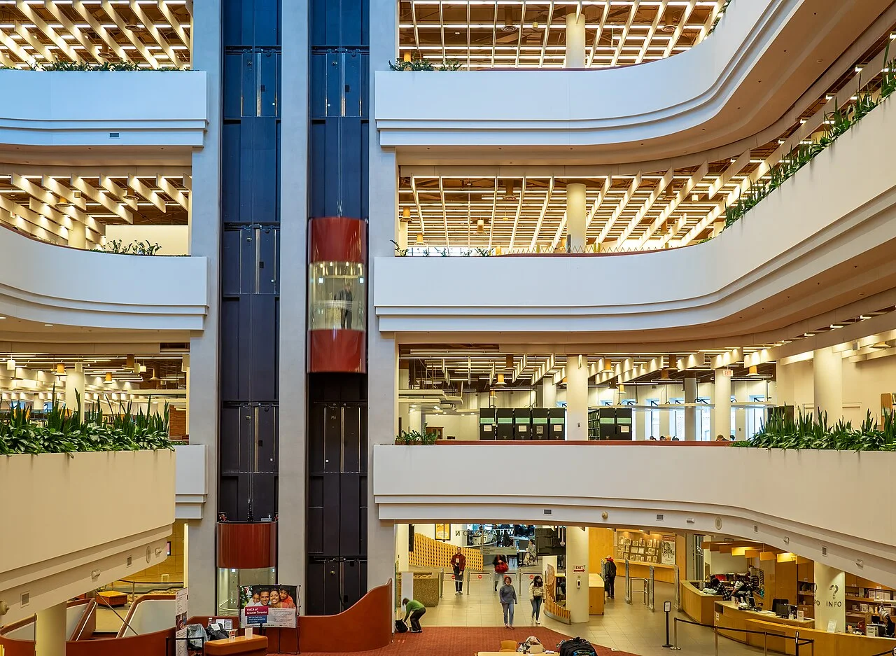 Toronto Reference Library’s open atrium and curving study floors.
