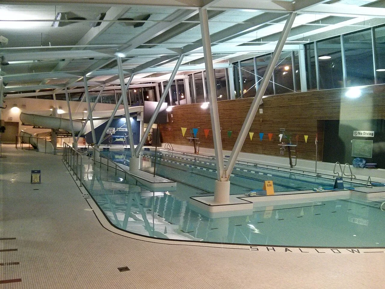 Indoor swimming pool and deck at Cummer Park Community Centre.