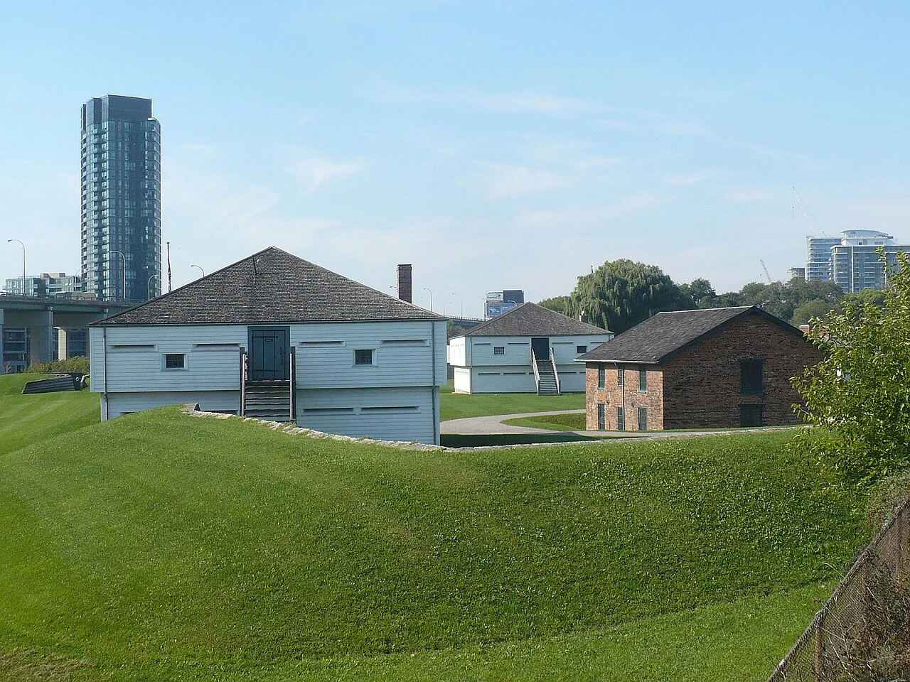 Historic blockhouses at Fort York in Toronto.