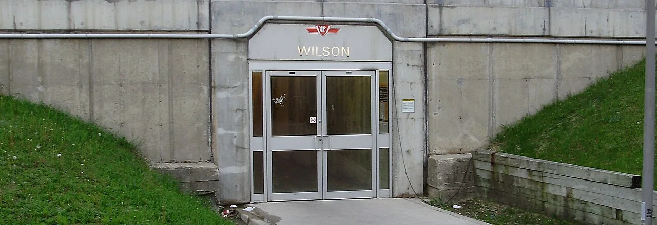 An entrance to Wilson subway station in North York.